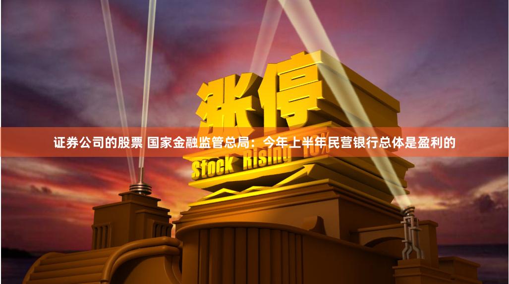 证券公司的股票 国家金融监管总局：今年上半年民营银行总体是盈利的